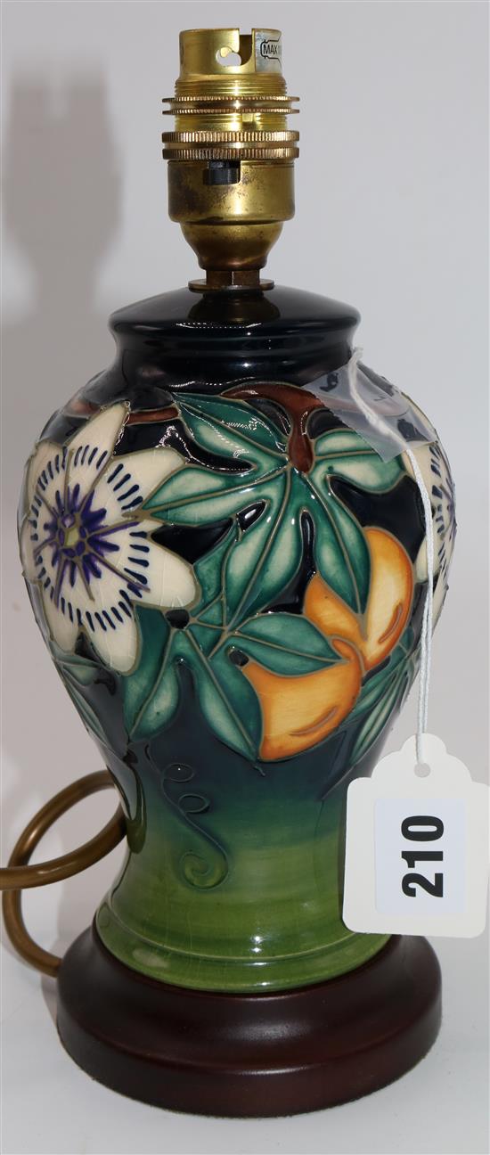 A Moorcroft Passion flower lamp base